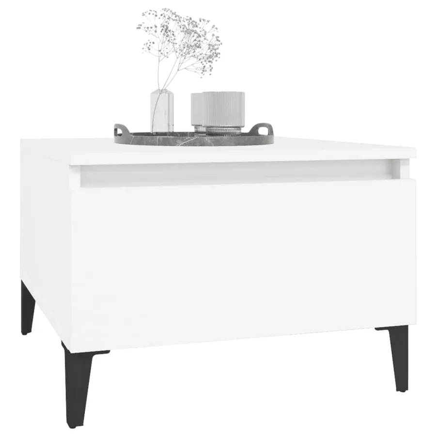 Tables d'appoint 2 pcs Blanc 50x46x35 cm Bois d'ingénierie - 4