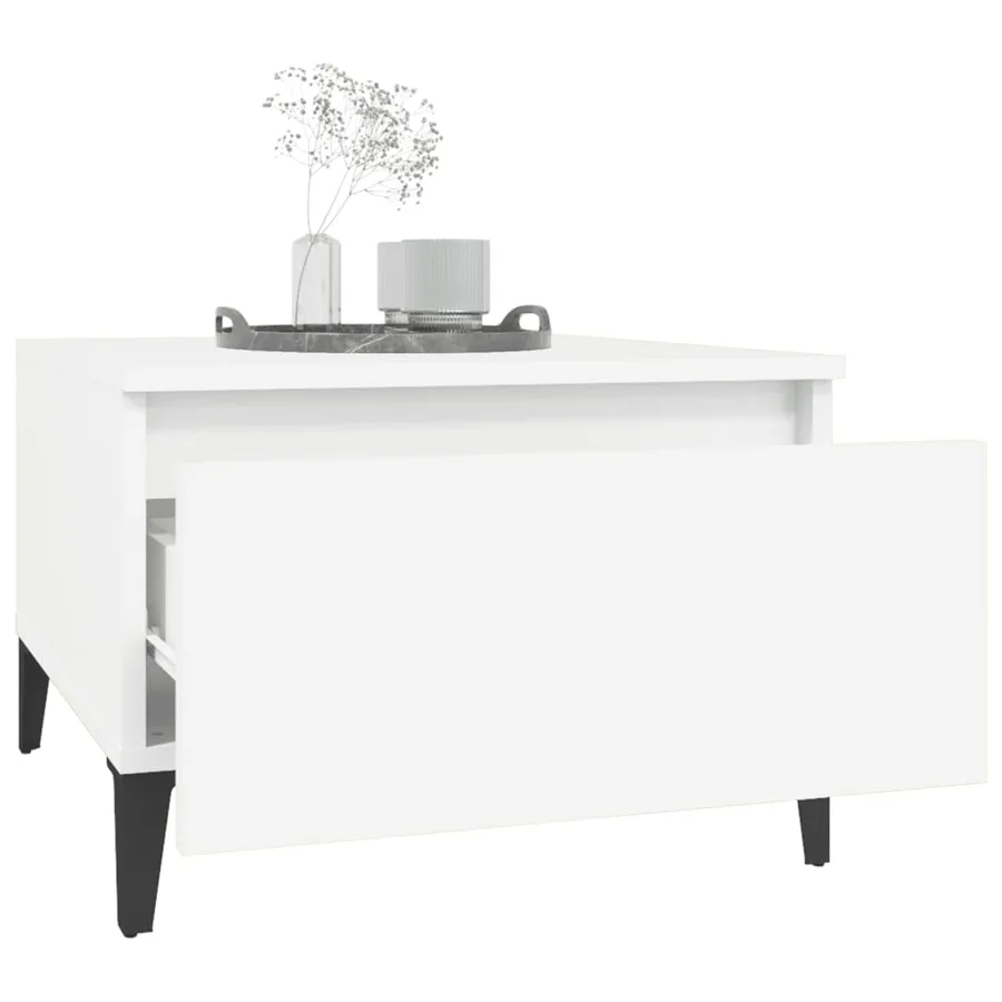 Tables d'appoint 2 pcs Blanc 50x46x35 cm Bois d'ingénierie - 5