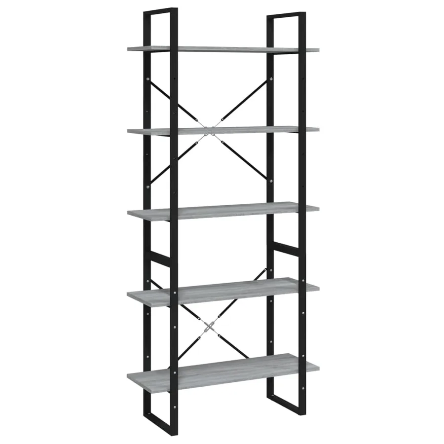Bibliothèque 5 niveaux Sonoma gris 80x30x175 cm - 2