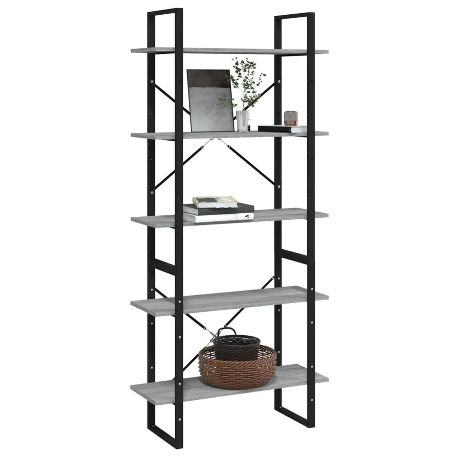 Bibliothèque 5 niveaux Sonoma gris 80x30x175 cm - 4