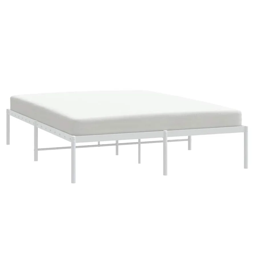 Cadre de lit métal blanc 140x190 cm - 4
