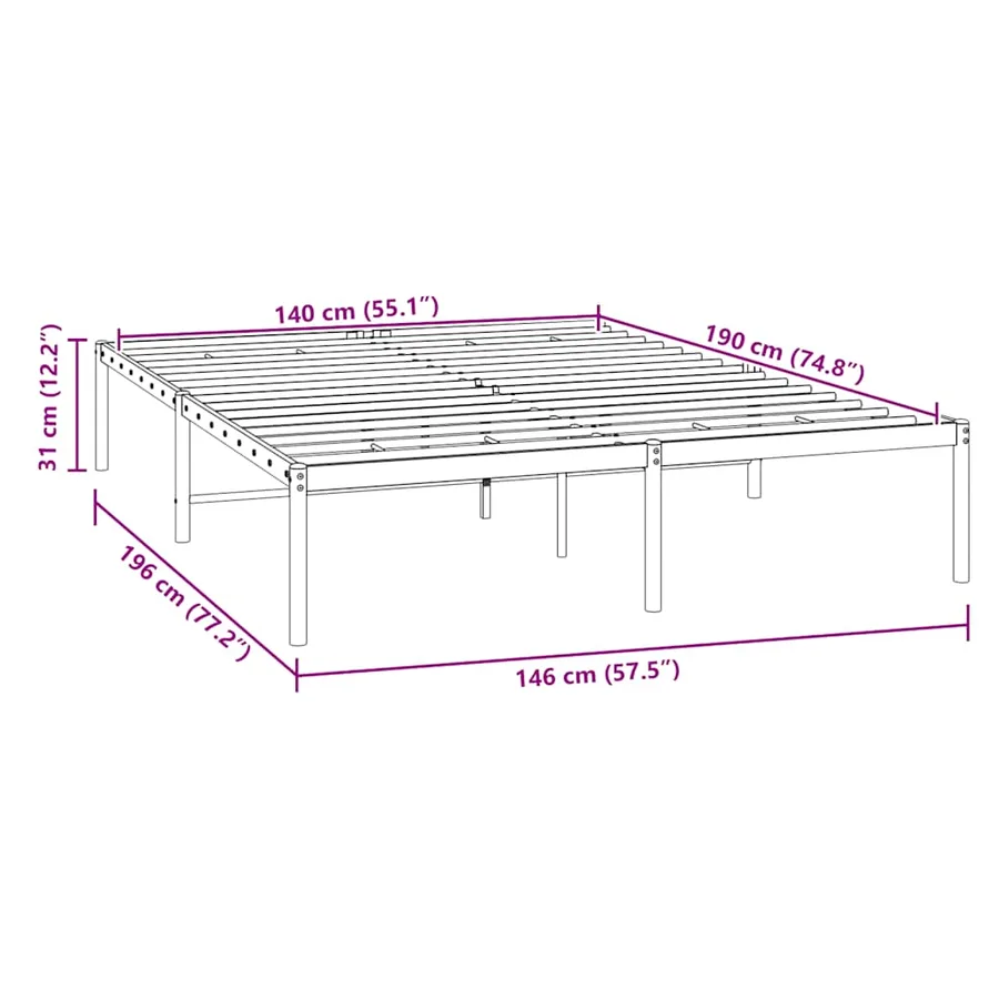 Cadre de lit métal blanc 140x190 cm - 8