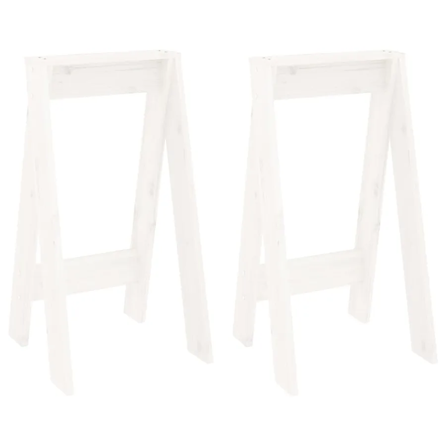 Tabourets lot de 2 blanc 40x40x75 cm bois massif de pin - 2