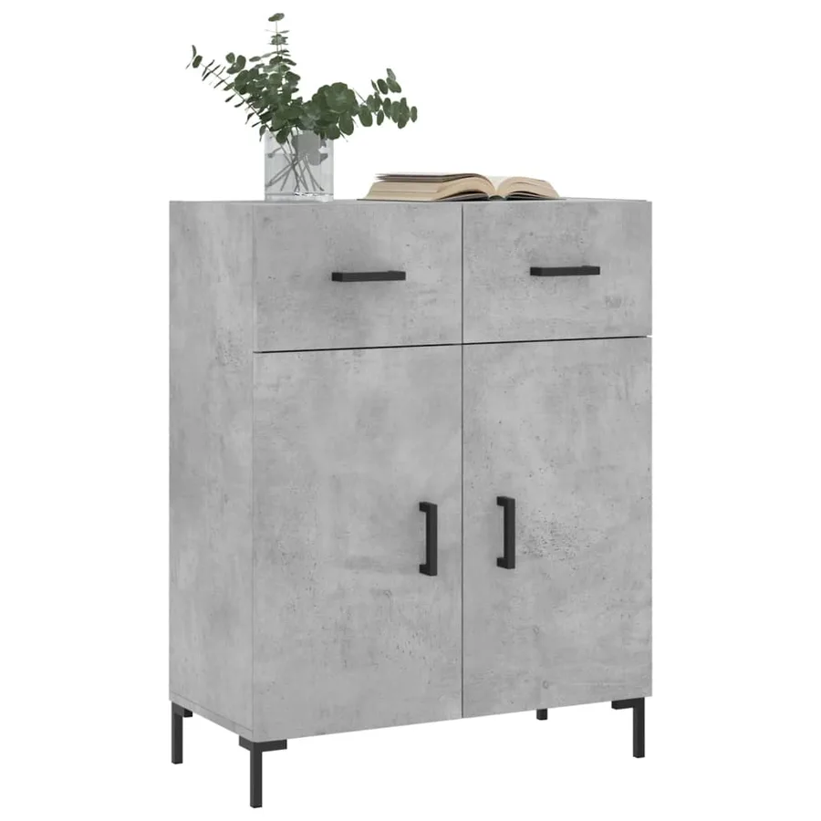 Buffet gris béton 69,5x34x90 cm bois d'ingénierie - 3