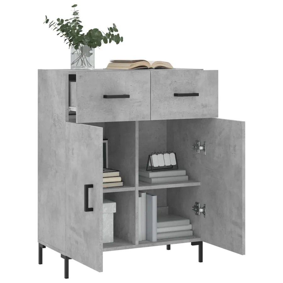 Buffet gris béton 69,5x34x90 cm bois d'ingénierie - 4