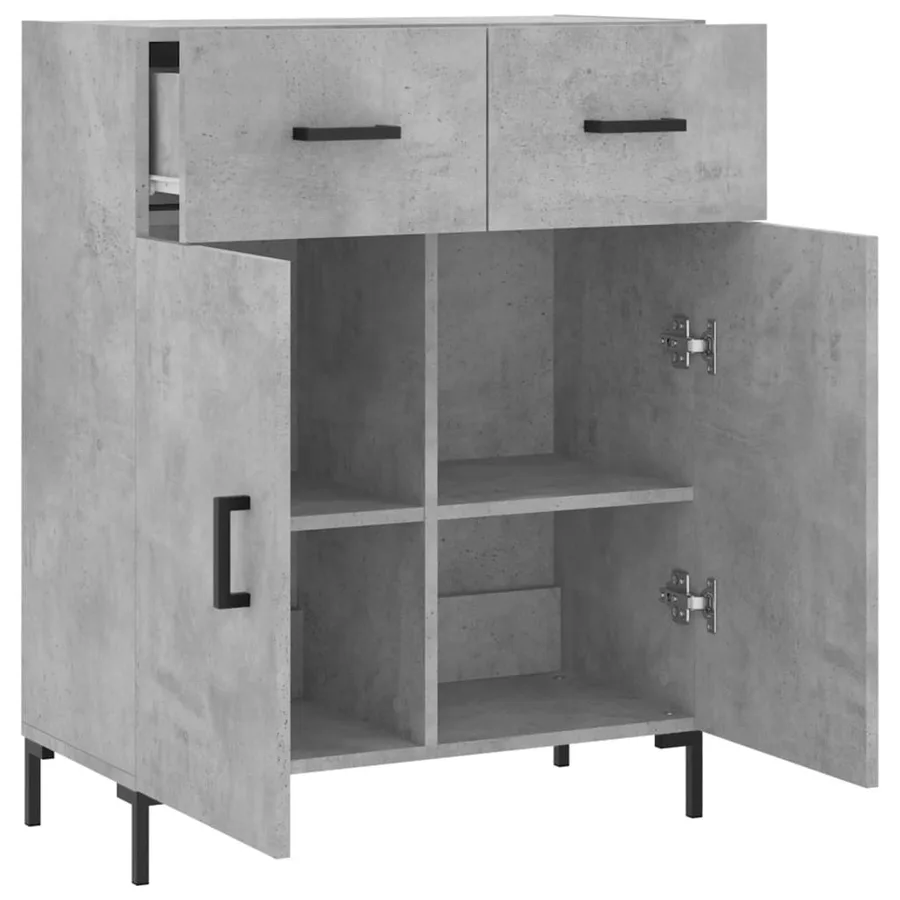 Buffet gris béton 69,5x34x90 cm bois d'ingénierie - 5