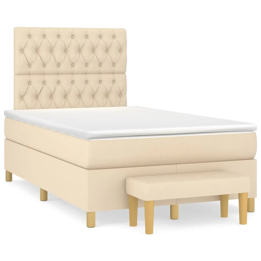 Sommier à lattes de lit avec matelas Crème 120x200 cm Tissu - 2