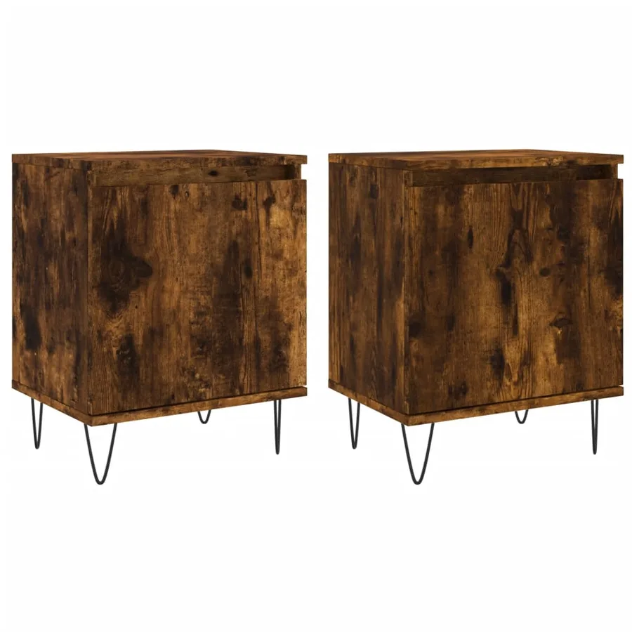 Tables de chevet 2 pcs chêne fumé 40x30x50 cm bois d'ingénierie - 2