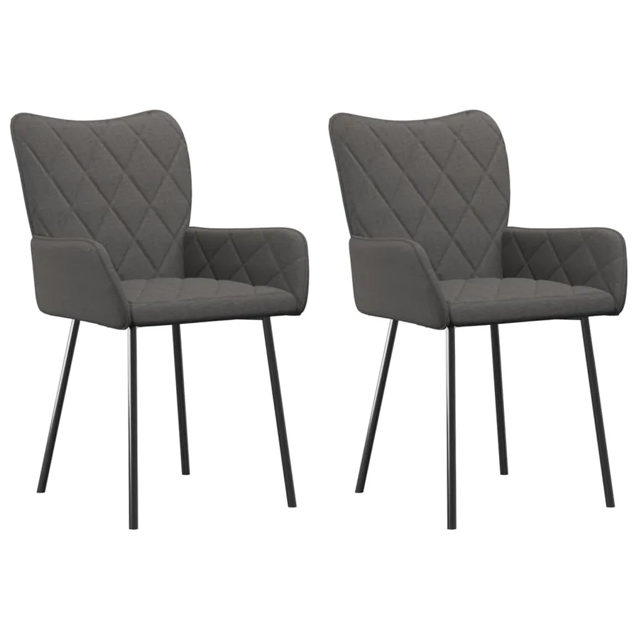 Chaises à manger lot de 2 gris foncé tissu - 2