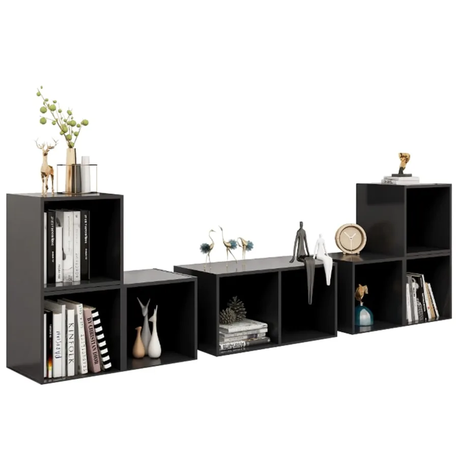 Ensemble de meubles TV 6 pcs Gris brillant Bois d'ingénierie - 3