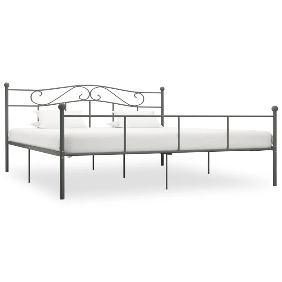 Cadre de lit sans matelas gris métal 180x200 cm