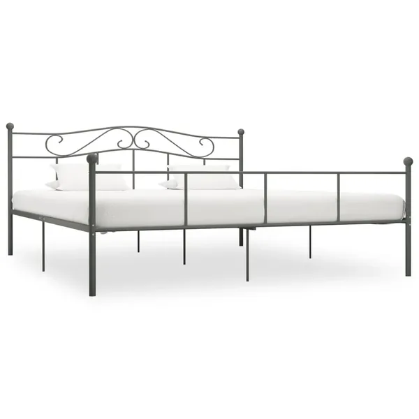 Cadre de lit sans matelas gris métal 180x200 cm