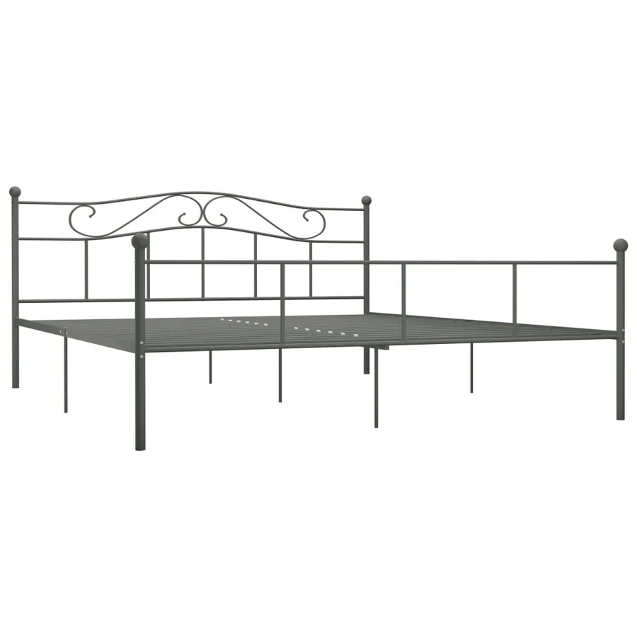 Cadre de lit sans matelas gris métal 180x200 cm - 2