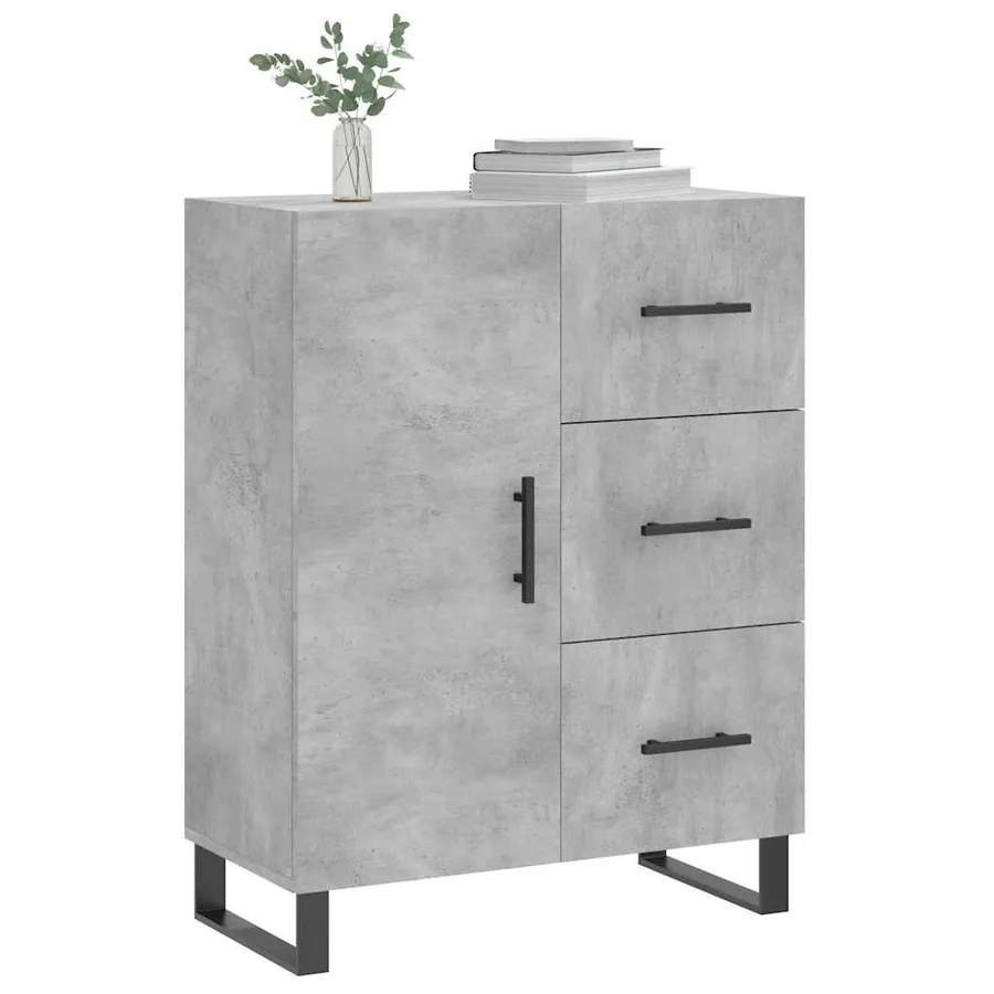 Buffet gris béton 69,5x34x90 cm bois d'ingénierie - 3
