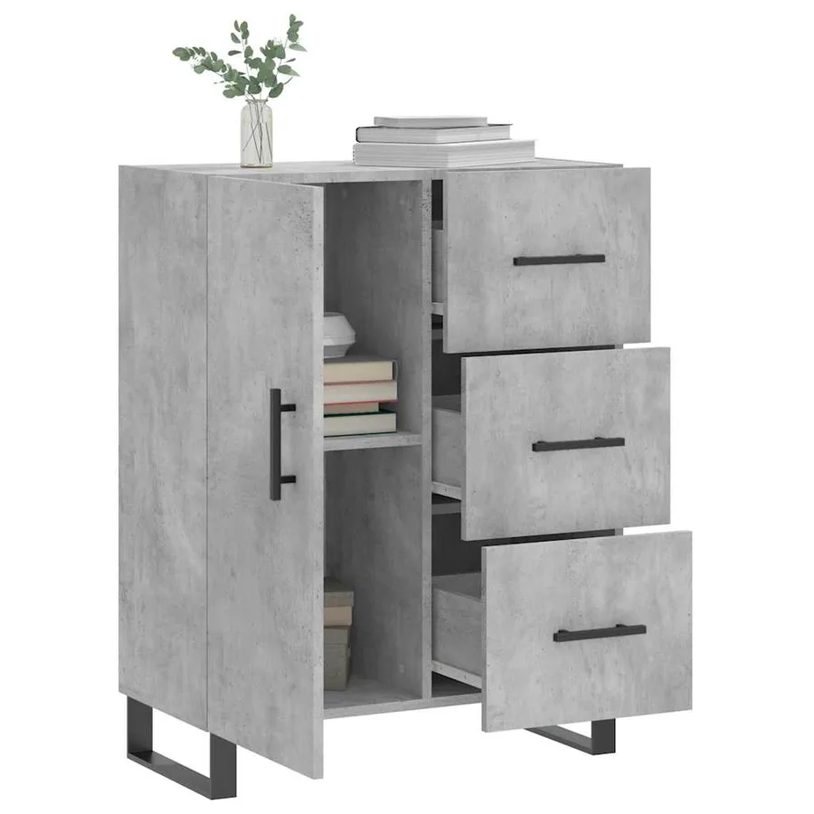 Buffet gris béton 69,5x34x90 cm bois d'ingénierie - 4