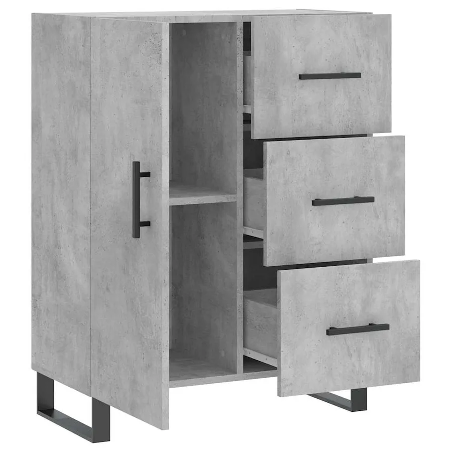 Buffet gris béton 69,5x34x90 cm bois d'ingénierie - 6