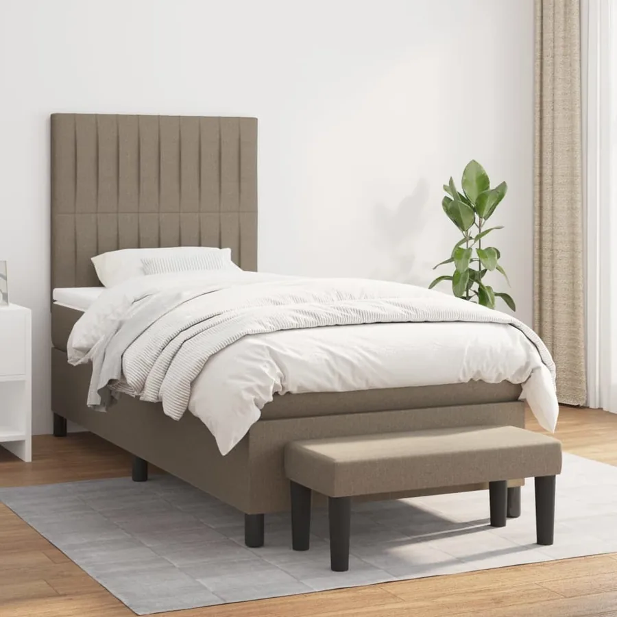 Sommier à lattes de lit avec matelas Taupe 100x200 cm Tissu