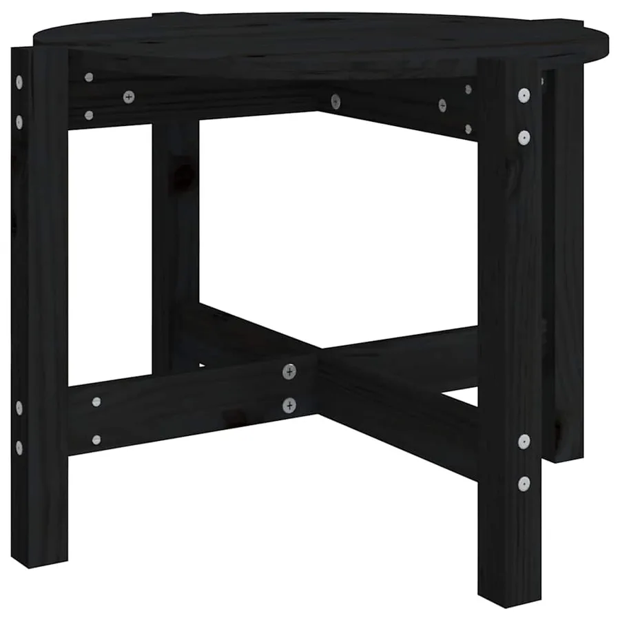 Table basse Noir Ø 62,5x45 cm Bois massif de pin - 2