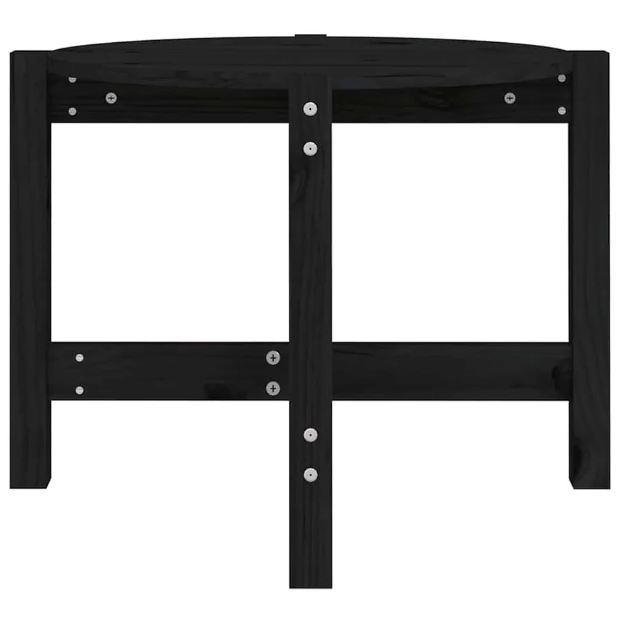 Table basse Noir Ø 62,5x45 cm Bois massif de pin - 5