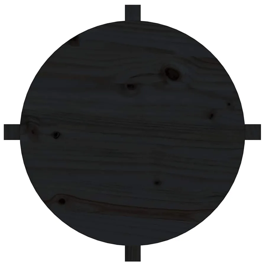 Table basse Noir Ø 62,5x45 cm Bois massif de pin - 6