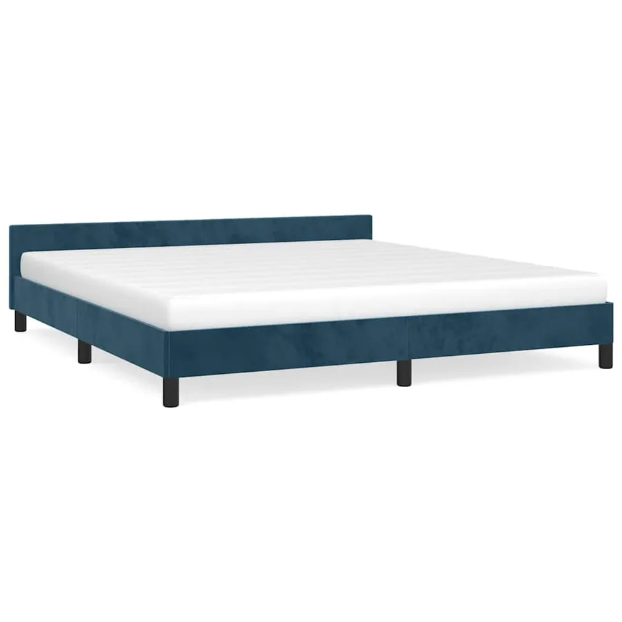 Cadre de lit sans matelas bleu foncé 160x200 cm velours - 2