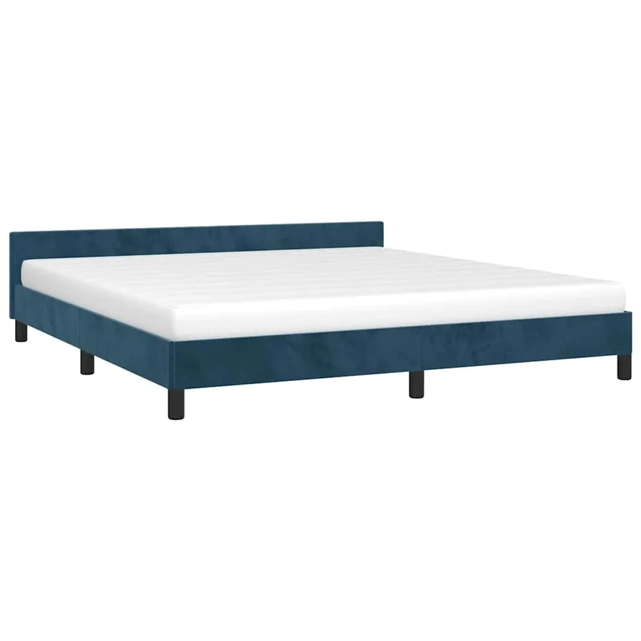 Cadre de lit sans matelas bleu foncé 160x200 cm velours - 3