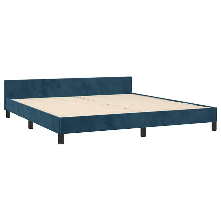 Cadre de lit sans matelas bleu foncé 160x200 cm velours - 4