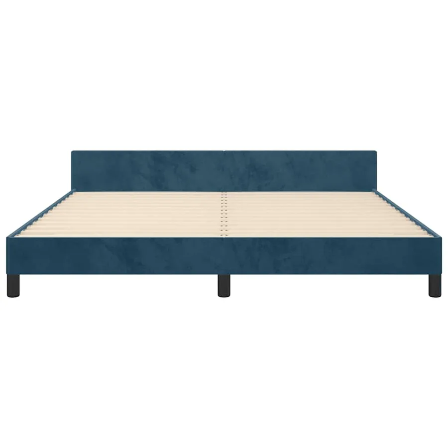 Cadre de lit sans matelas bleu foncé 160x200 cm velours - 5
