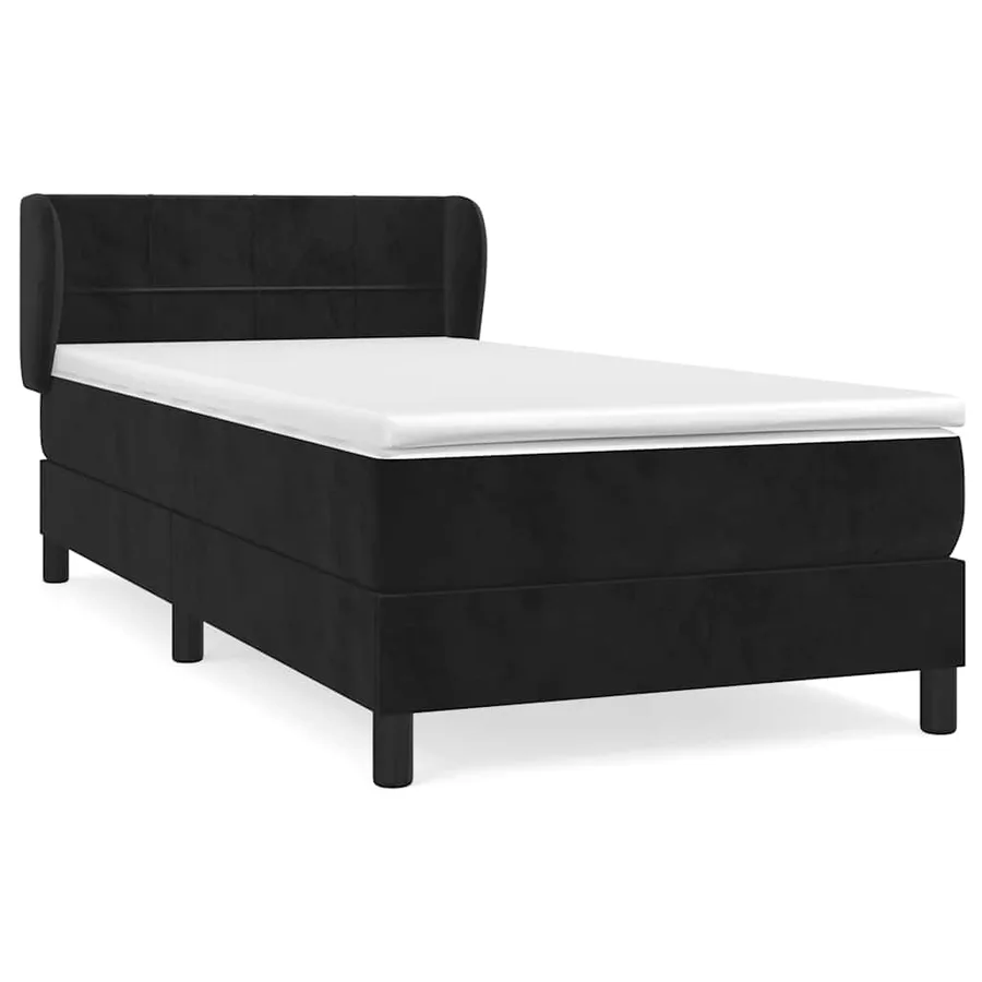 Sommier à lattes de lit avec matelas Noir 90x190 cm Velours - 2