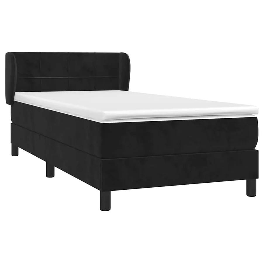 Sommier à lattes de lit avec matelas Noir 90x190 cm Velours - 3