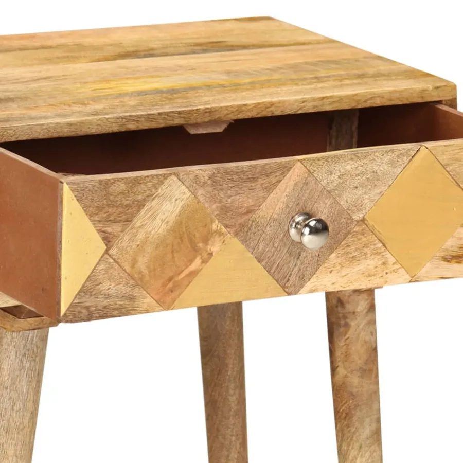 Table de chevet 43 x 30 x 58 cm Bois de manguier massif - 5