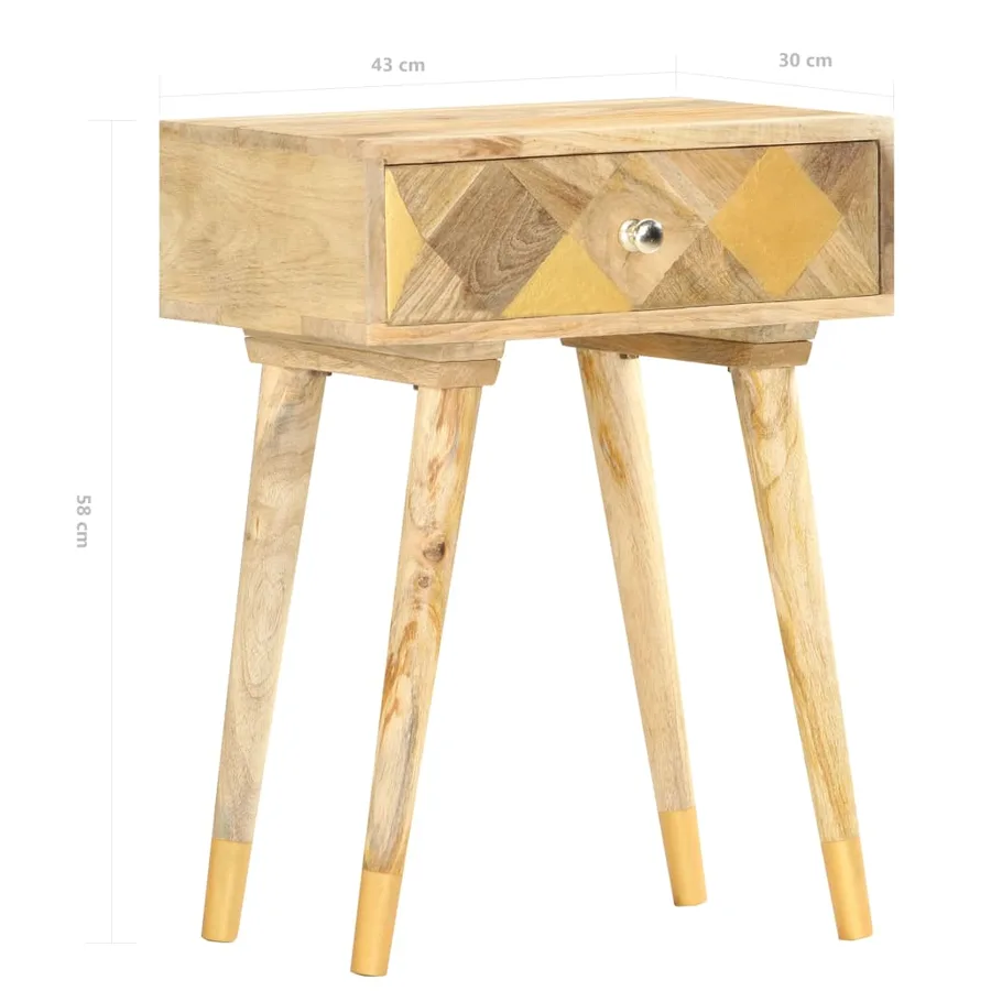 Table de chevet 43 x 30 x 58 cm Bois de manguier massif - 9