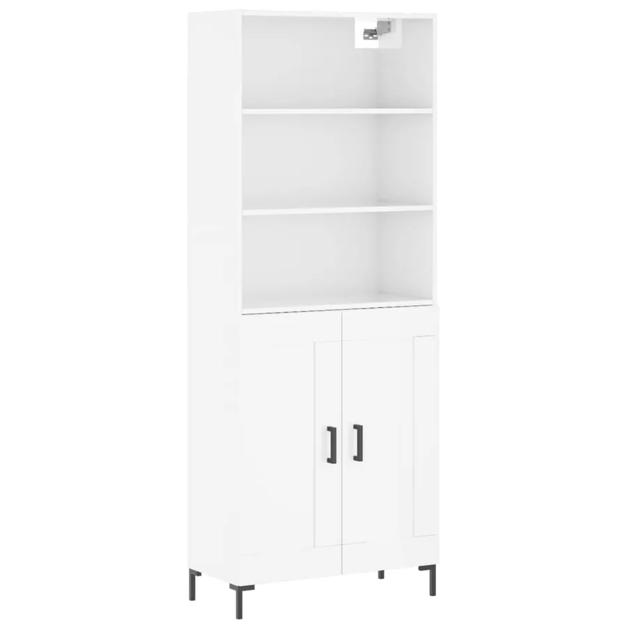 Buffet haut Blanc brillant 69,5x34x180 cm Bois d'ingénierie - 2