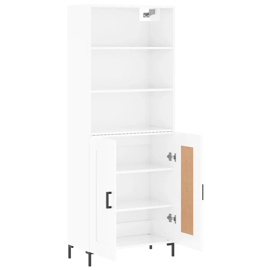 Buffet haut Blanc brillant 69,5x34x180 cm Bois d'ingénierie - 4