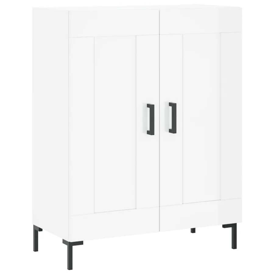 Buffet haut Blanc brillant 69,5x34x180 cm Bois d'ingénierie - 7