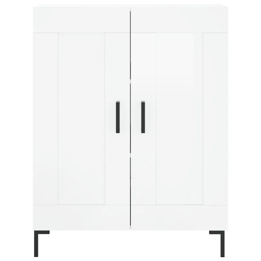 Buffet haut Blanc brillant 69,5x34x180 cm Bois d'ingénierie - 8