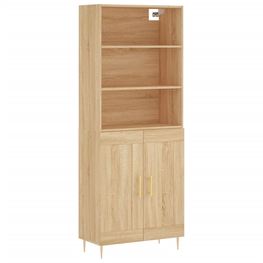 Buffet haut Chêne sonoma 69,5x34x180 cm Bois d'ingénierie - 2