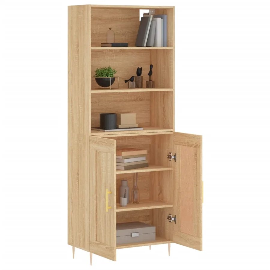 Buffet haut Chêne sonoma 69,5x34x180 cm Bois d'ingénierie - 3