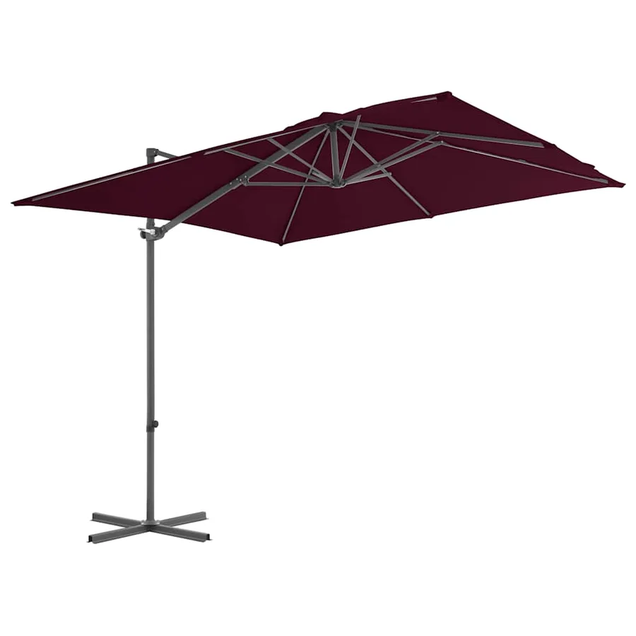 Parasol de jardin en porte-à-faux mât en acier rouge bordeaux - 2
