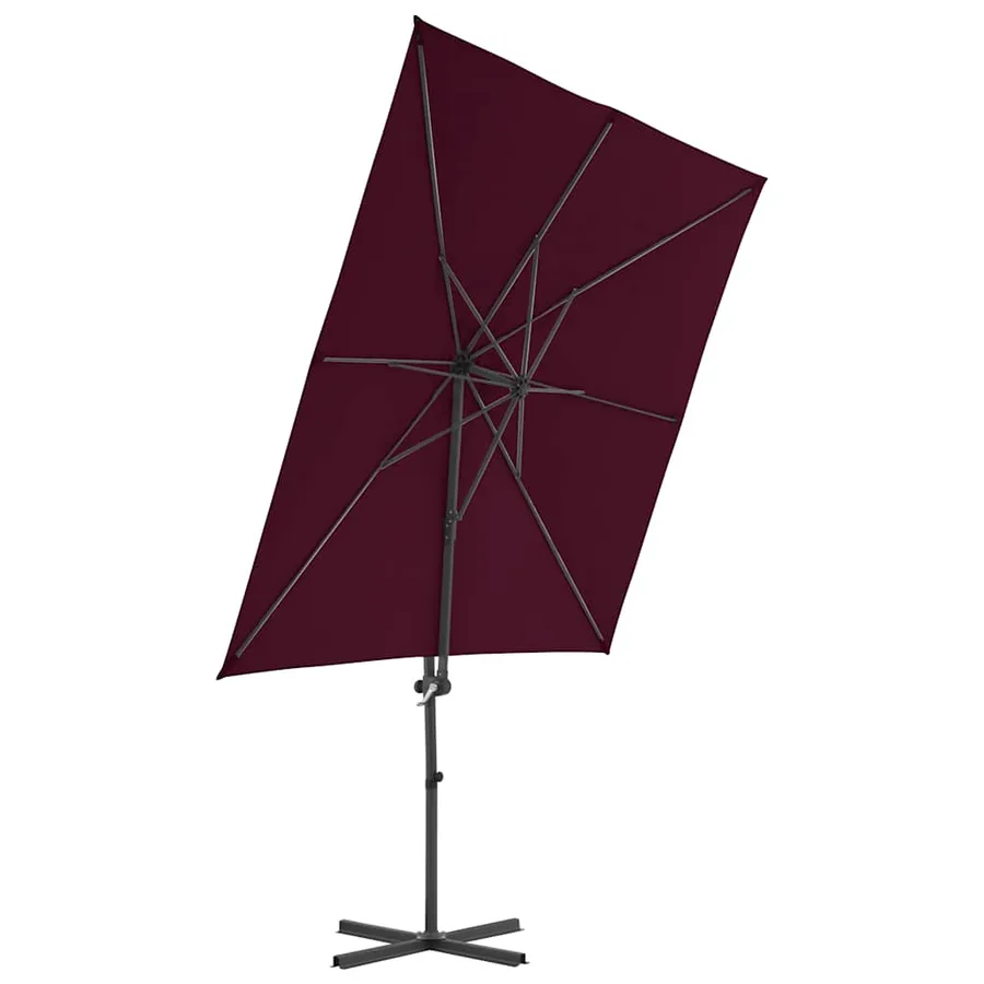 Parasol de jardin en porte-à-faux mât en acier rouge bordeaux - 3