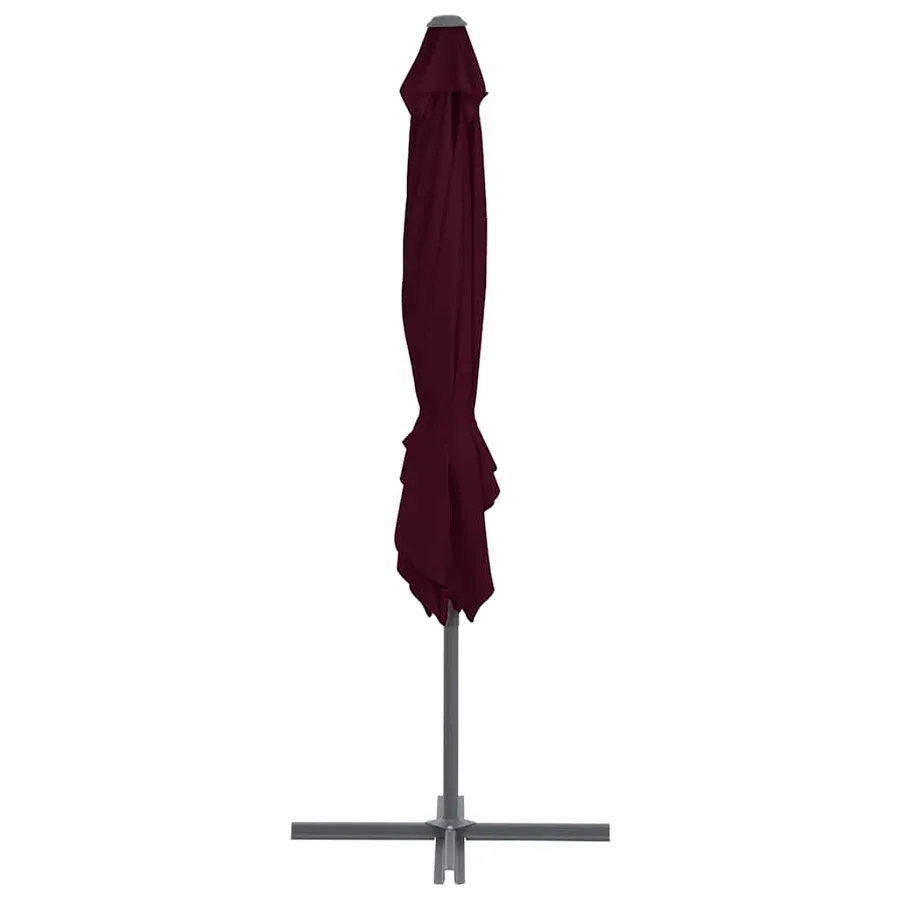 Parasol de jardin en porte-à-faux mât en acier rouge bordeaux - 4