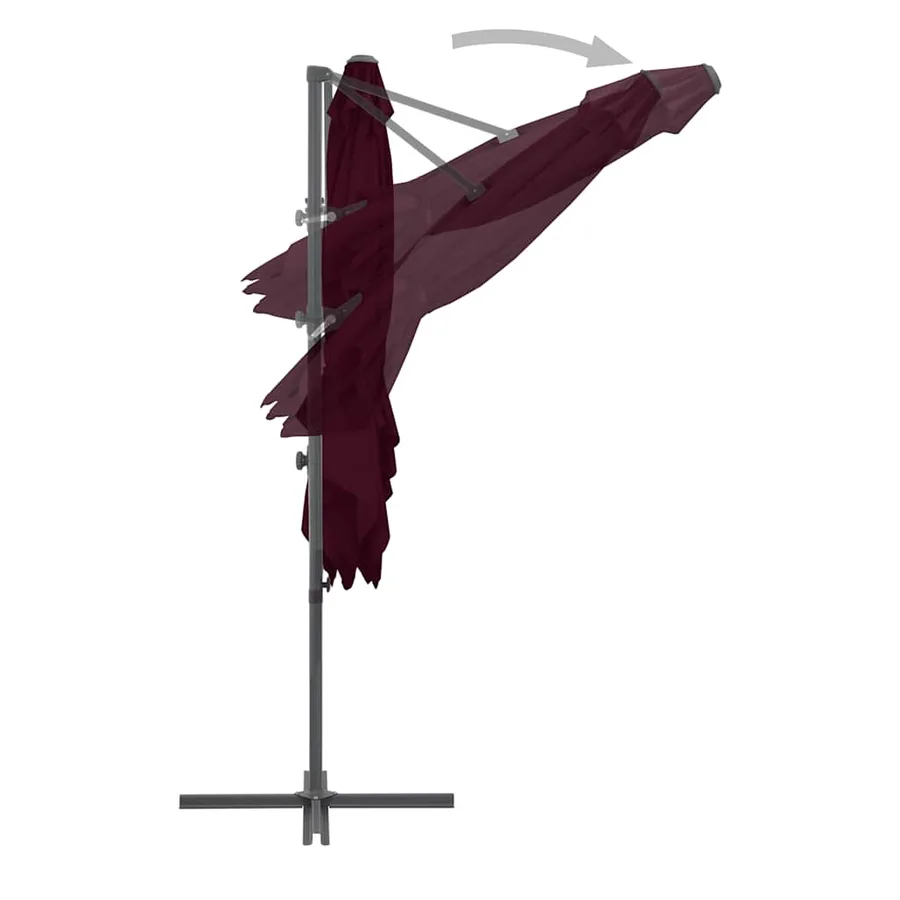 Parasol de jardin en porte-à-faux mât en acier rouge bordeaux - 5