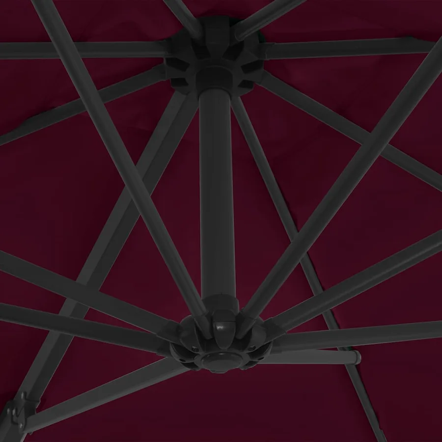 Parasol de jardin en porte-à-faux mât en acier rouge bordeaux - 6