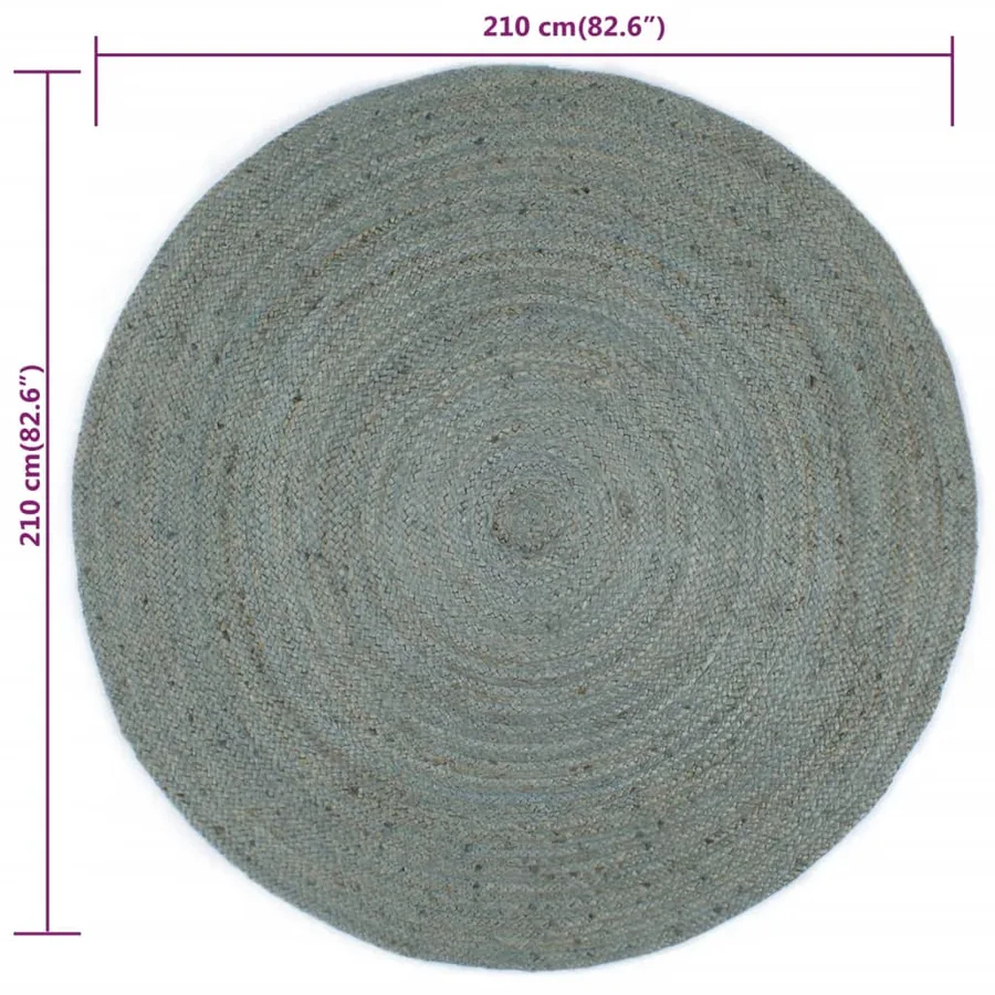 Tapis fait à la main Jute Rond 210 cm Vert olive - 6