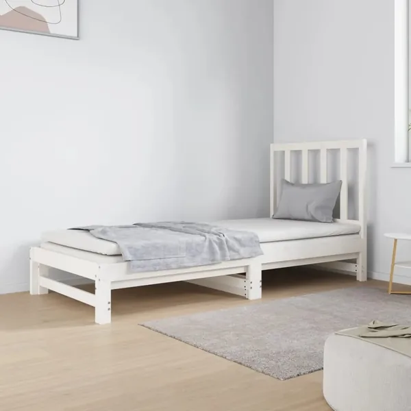 Lit coulissant sans matelas blanc 2x(90x190) cm