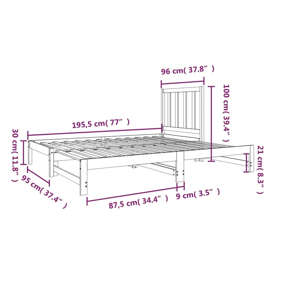 Lit coulissant sans matelas blanc 2x(90x190) cm - 11