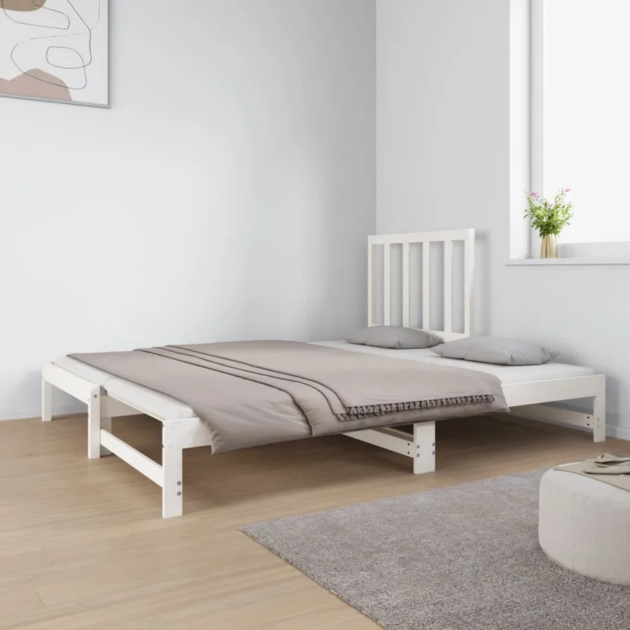 Lit coulissant sans matelas blanc 2x(90x190) cm - 8