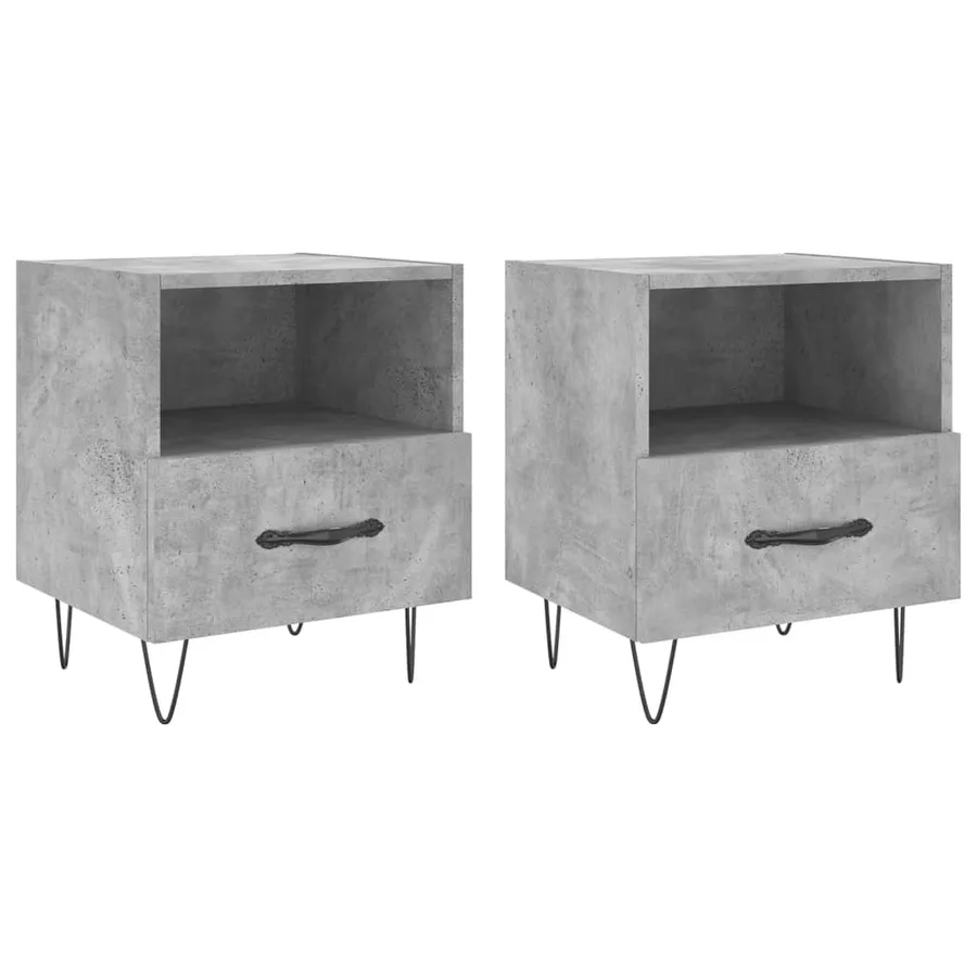 Tables de chevet 2pcs gris béton 40x35x47,5cm bois d’ingénierie - 2