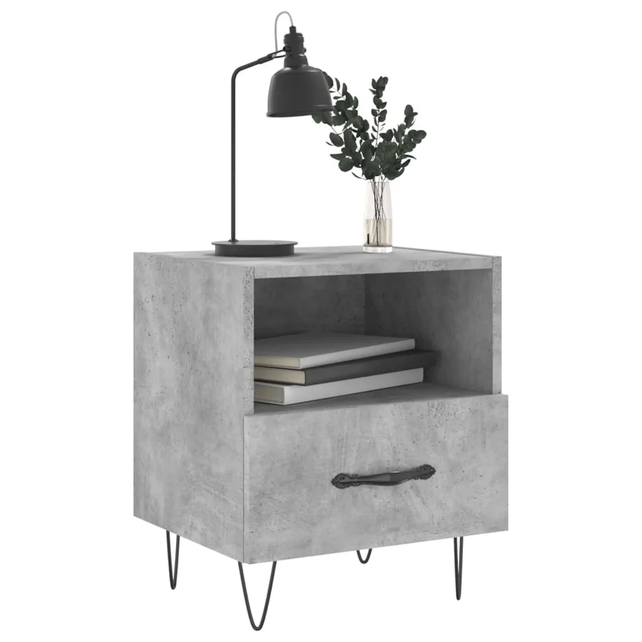 Tables de chevet 2pcs gris béton 40x35x47,5cm bois d’ingénierie - 4