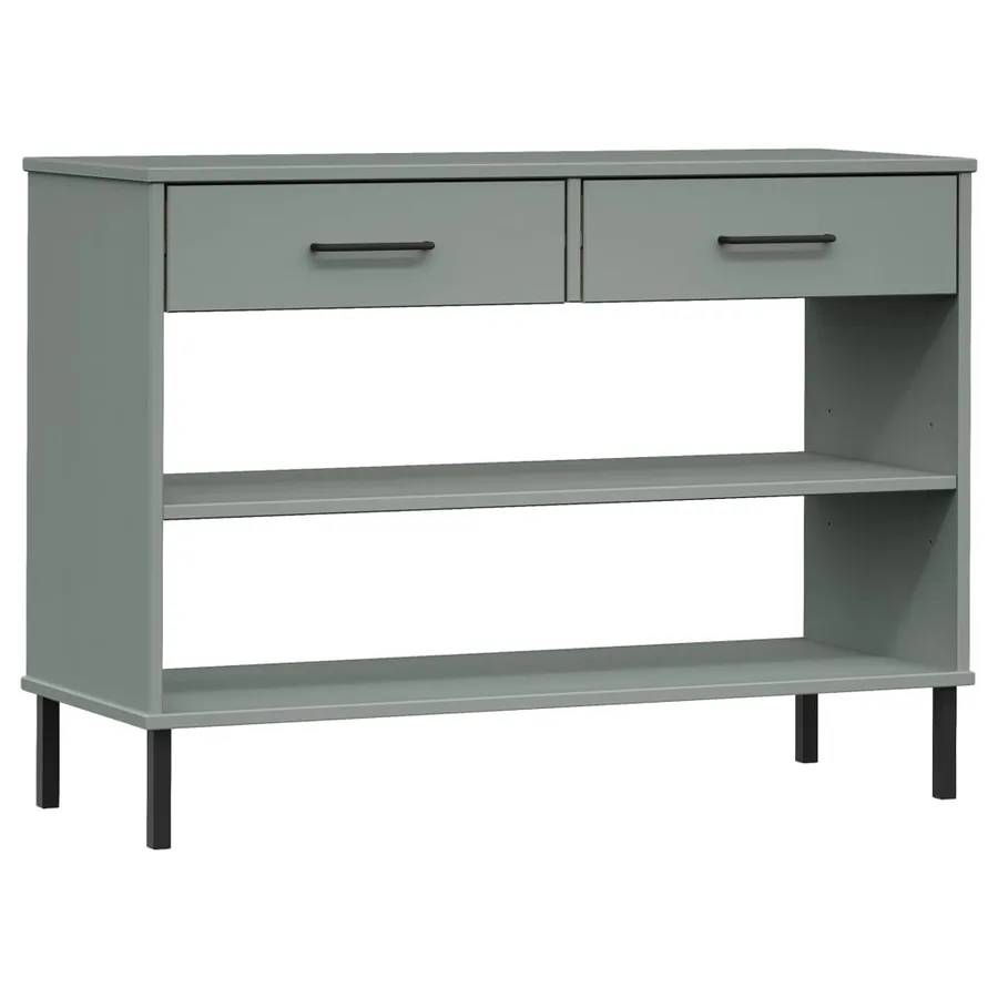 Armoire console avec pieds en métal Gris Bois pin massif OSLO - 2
